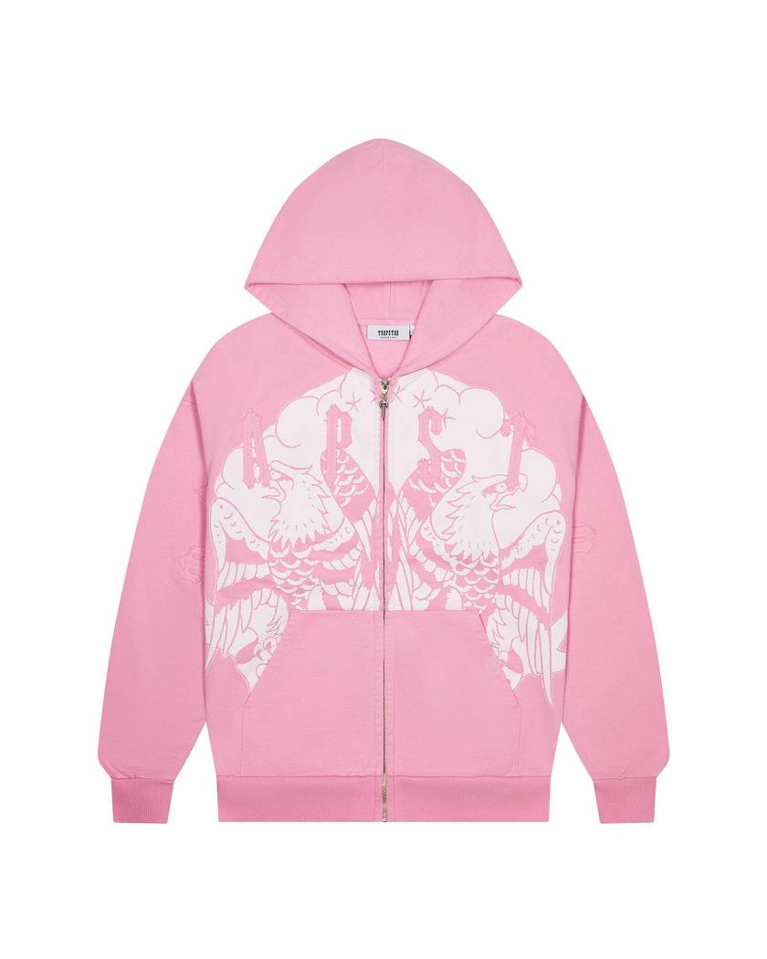 Trapstar x Ed Hardy Irongate Zip Through Hoodie ピンク | TS-65367