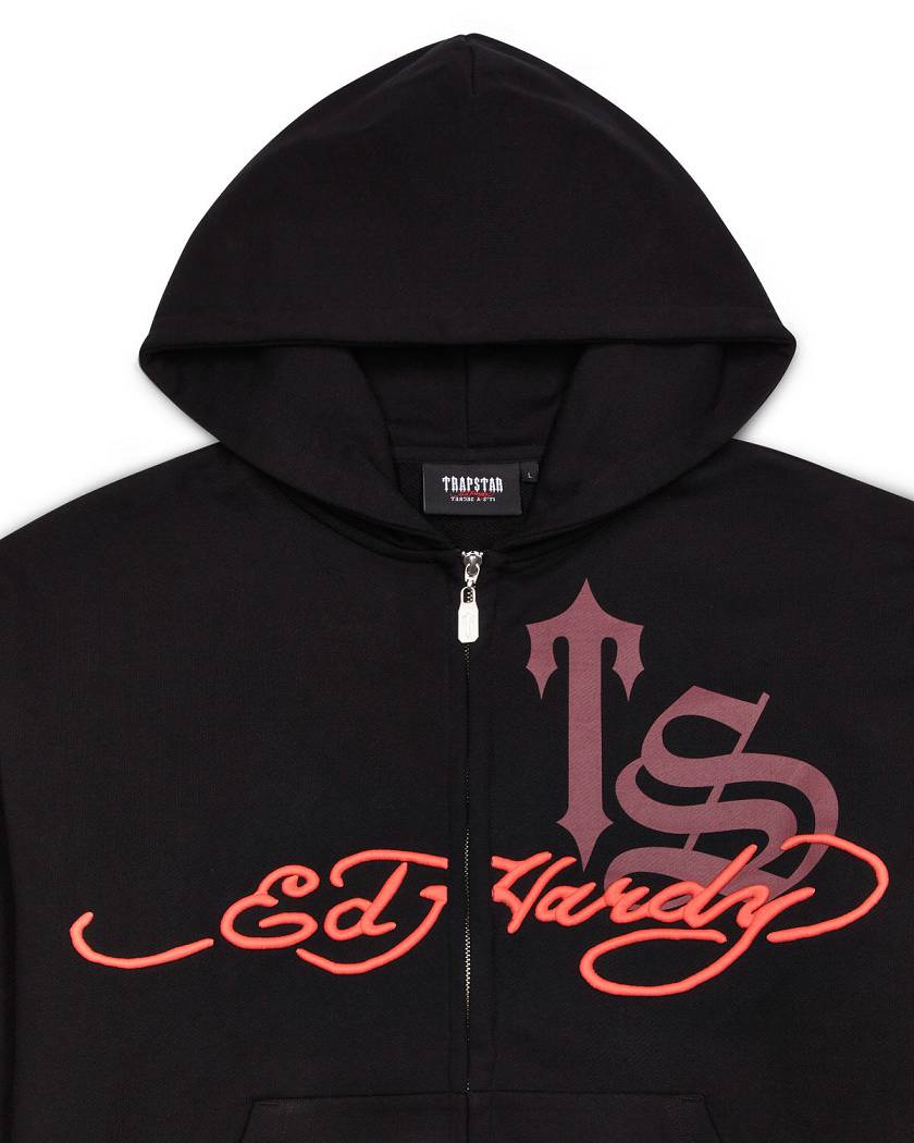 Trapstar x Ed Hardy Script Hoodie 黒 | TS-65404