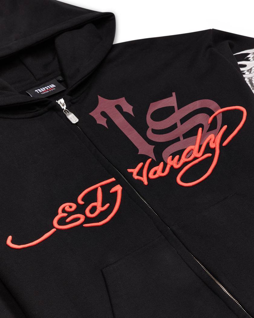 Trapstar x Ed Hardy Script Hoodie 黒 | TS-65404