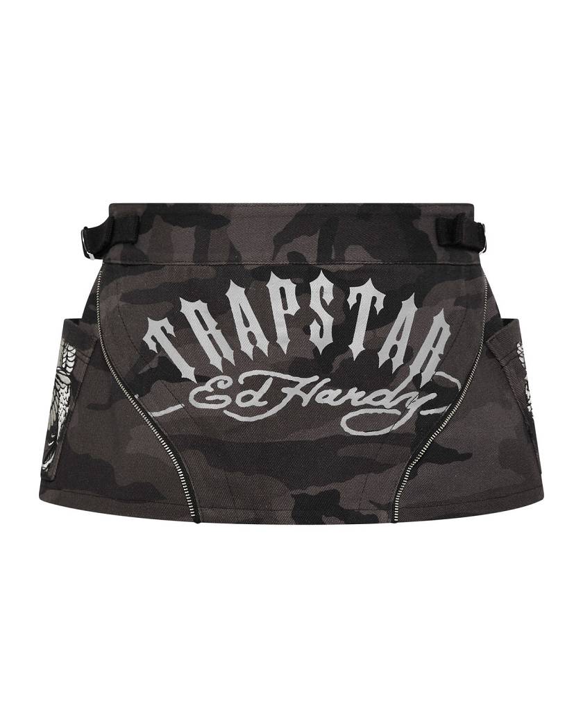 Trapstar x Ed Hardy Skirt 黒 迷彩 | TS-65100